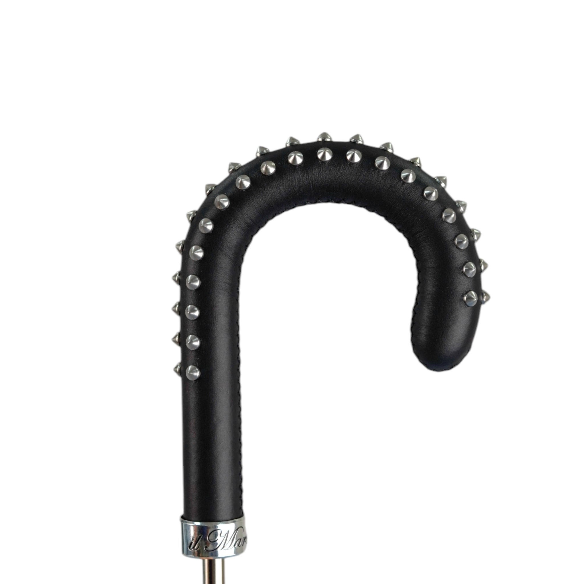 Men's Blue Umbrella – Automatic Rain Umbrella with Studded Leather Handle