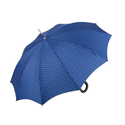 Men's Blue Umbrella – Automatic Rain Umbrella with Studded Leather Handle