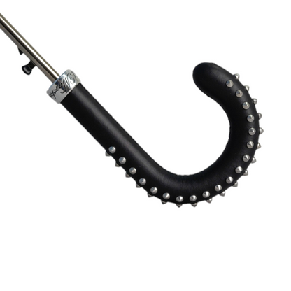 Men's Premium Umbrella Featuring Rock Style Studded Leather Handle & Durable Carbon Fiber Ribs