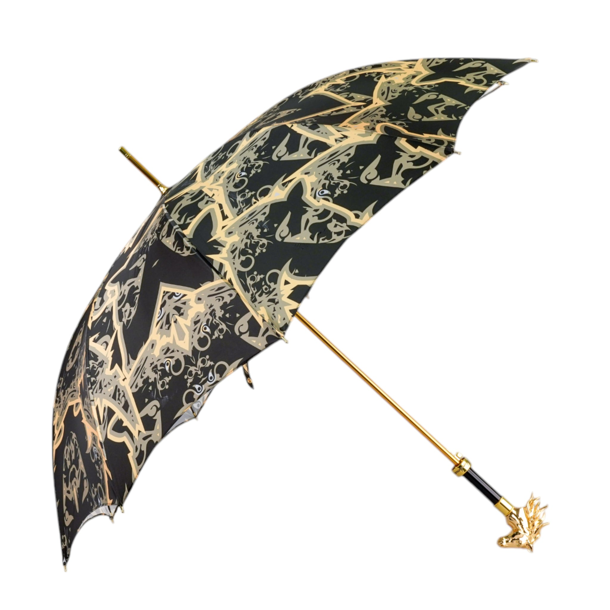 Luxury Designer Umbrella – 24K Gold Horse Head Handle, Automatic Open, Wind Resistant