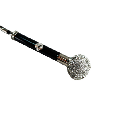 Luxury Striped Umbrella – Men's Rain Umbrella with Silverplated Handle & Crystal Accents