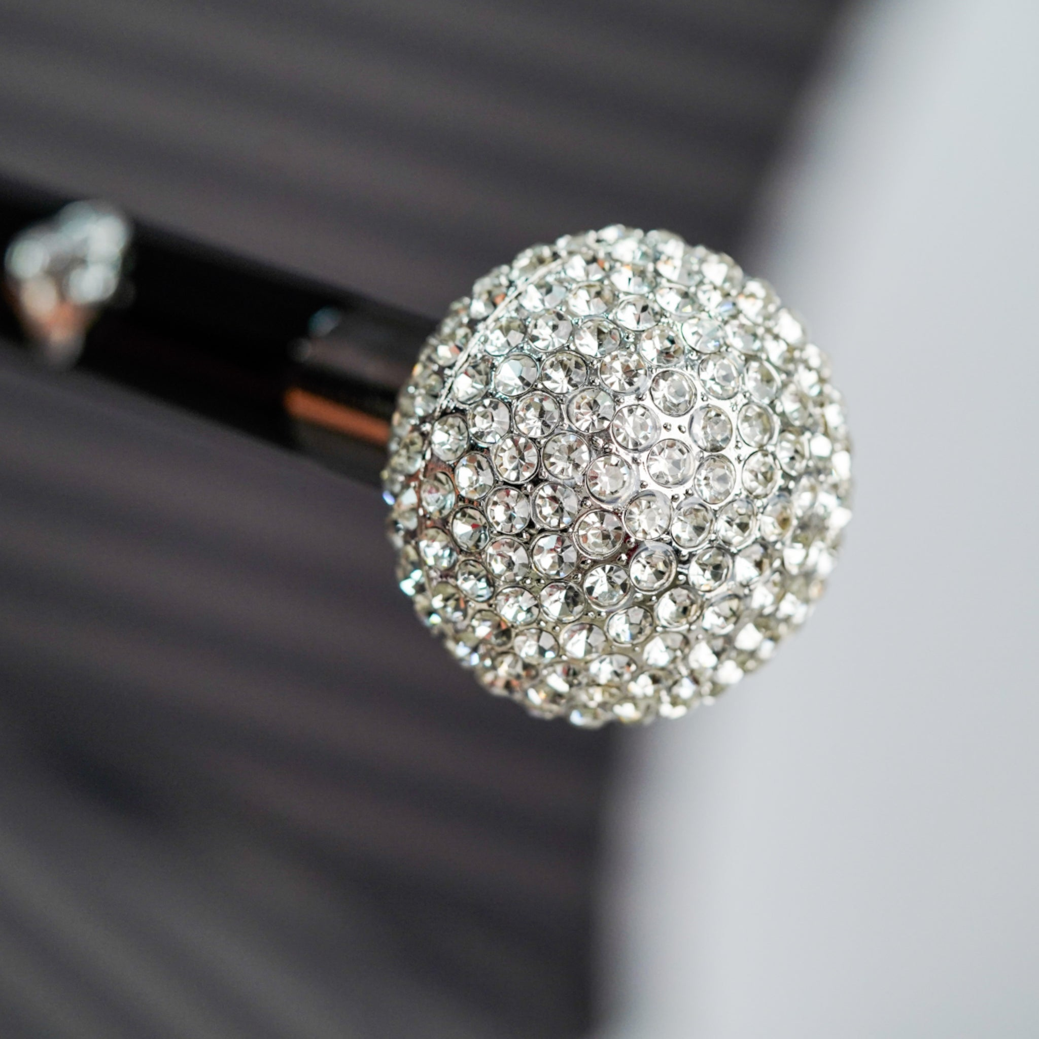 Luxury Striped Umbrella – Men's Rain Umbrella with Silverplated Handle & Crystal Accents