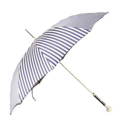 Luxury Striped Umbrella – Men's Rain Umbrella with Silverplated Handle & Crystal Accents