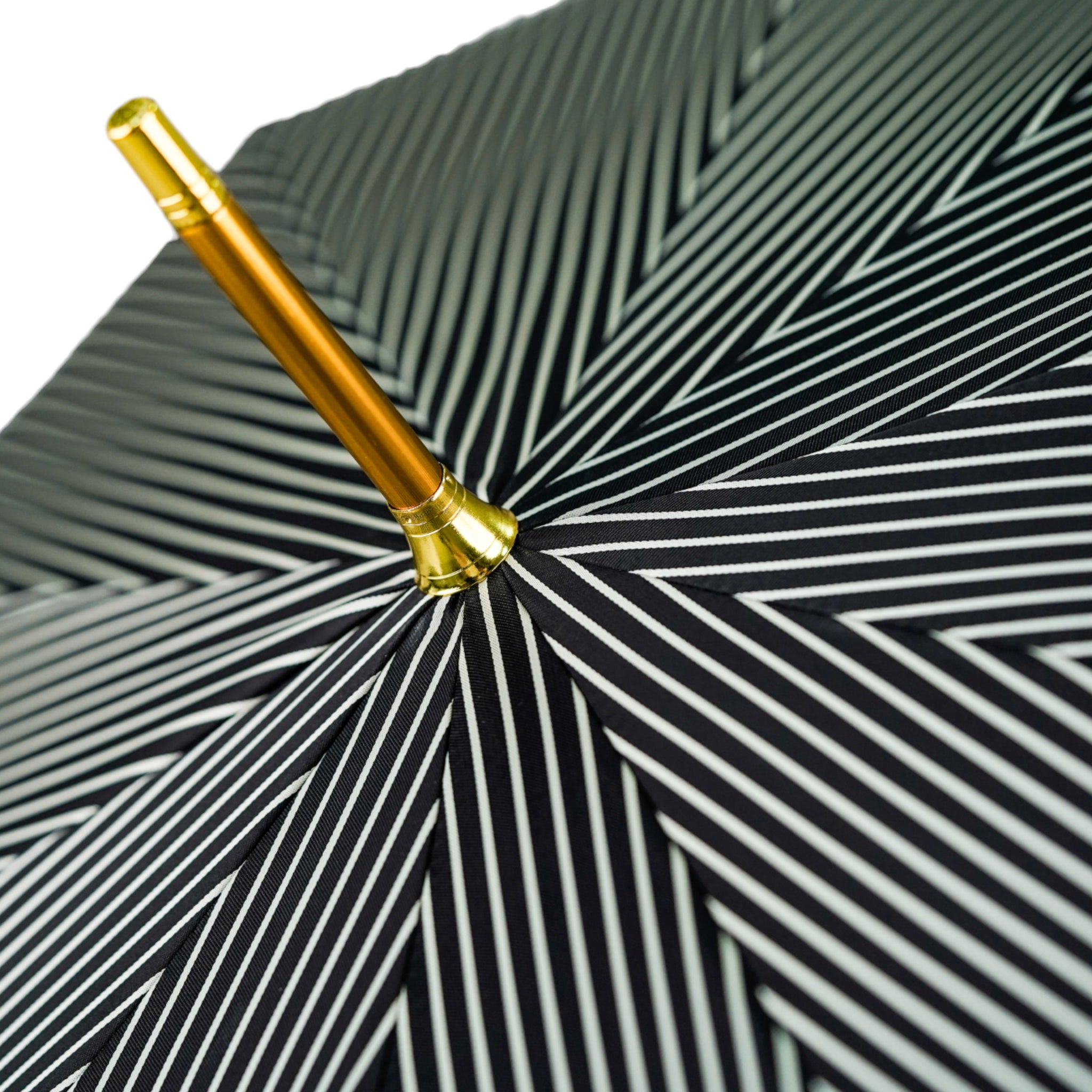 Gentleman's Umbrella – Black Striped Luxury Rain Umbrella With 24K Gold Horse Handle