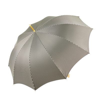Gentleman's Umbrella – Black Striped Luxury Rain Umbrella With 24K Gold Horse Handle