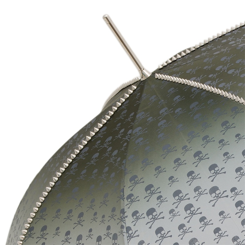 Skull Print Umbrella – Automatic Grey Rain Umbrella With Acetate Handle & Gift Box