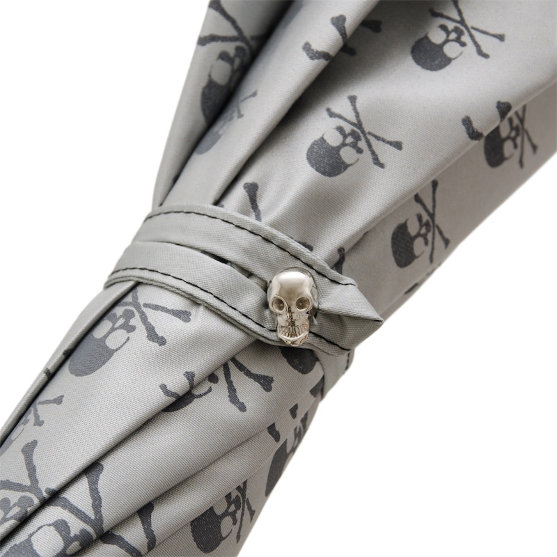 Skull Print Umbrella – Automatic Grey Rain Umbrella With Acetate Handle & Gift Box