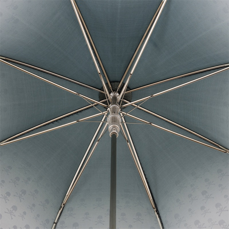 Skull Print Umbrella – Automatic Grey Rain Umbrella With Acetate Handle & Gift Box