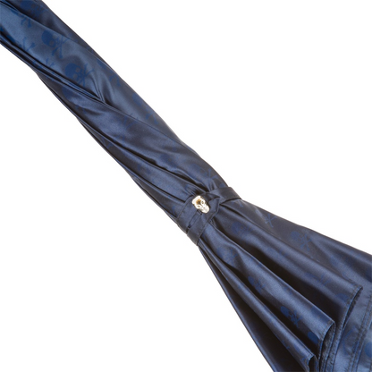 Handmade Navy Umbrella – Luxury Studded Canopy with Silver Skull Handle