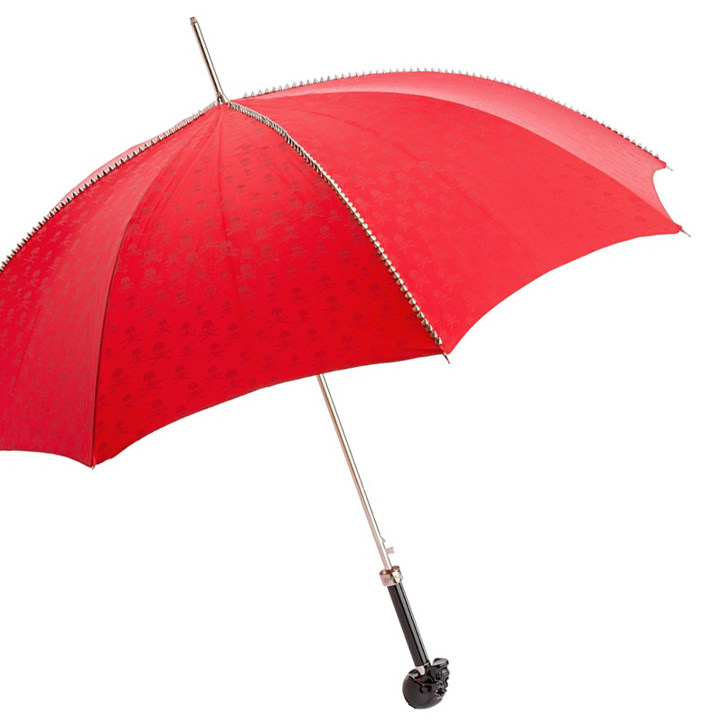 Red Skull Umbrella – Automatic Easy Open Rain Umbrella with Studded Design & Black Handle