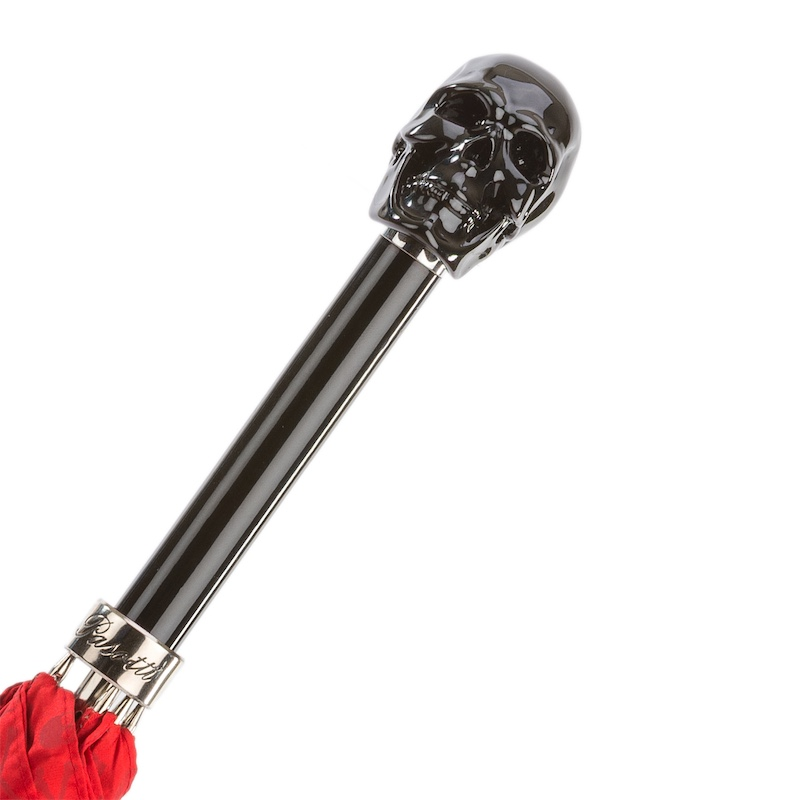 Red Skull Umbrella – Automatic Easy Open Rain Umbrella with Studded Design & Black Handle