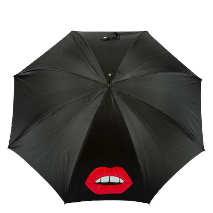 Double Cloth Umbrella – Stylish Polka Dot Interior, Leather Handle, Handmade in Italy