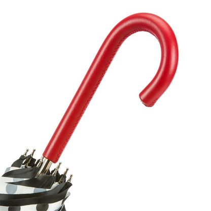 Double Cloth Umbrella – Stylish Polka Dot Interior, Leather Handle, Handmade in Italy