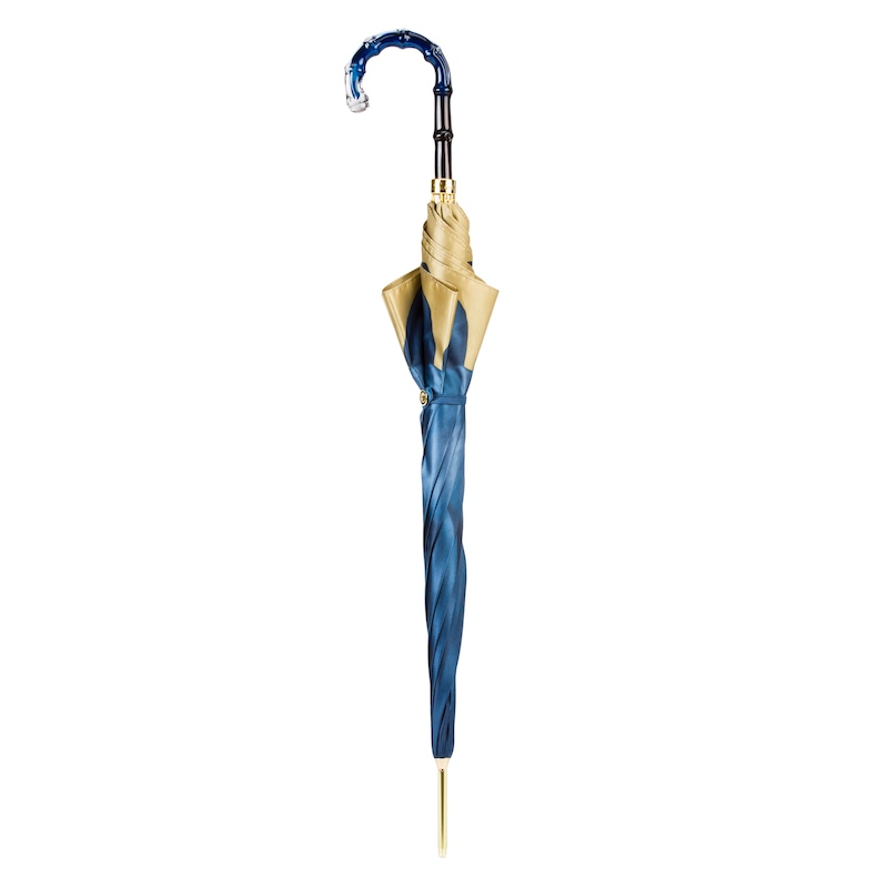 Blue Dahlia Umbrella – Handmade Italian Rain Umbrella With Polyester Canopy & Acetate Handle