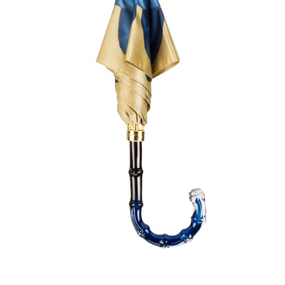 Blue Dahlia Umbrella – Handmade Italian Rain Umbrella With Polyester Canopy & Acetate Handle