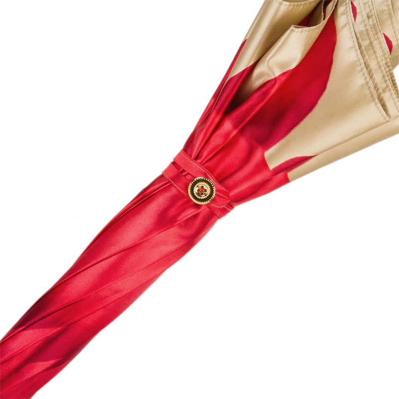 Luxury Red Umbrella – Handmade Italian Rain Umbrella With Leather Handle