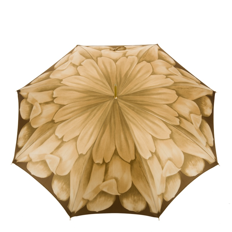 Luxury Dahlia Umbrella – Italian Handmade Designer Rain Umbrella With Jeweled Brass Handle