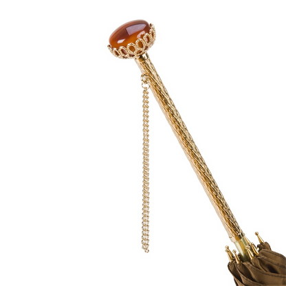 Luxury Dahlia Umbrella – Italian Handmade Designer Rain Umbrella With Jeweled Brass Handle