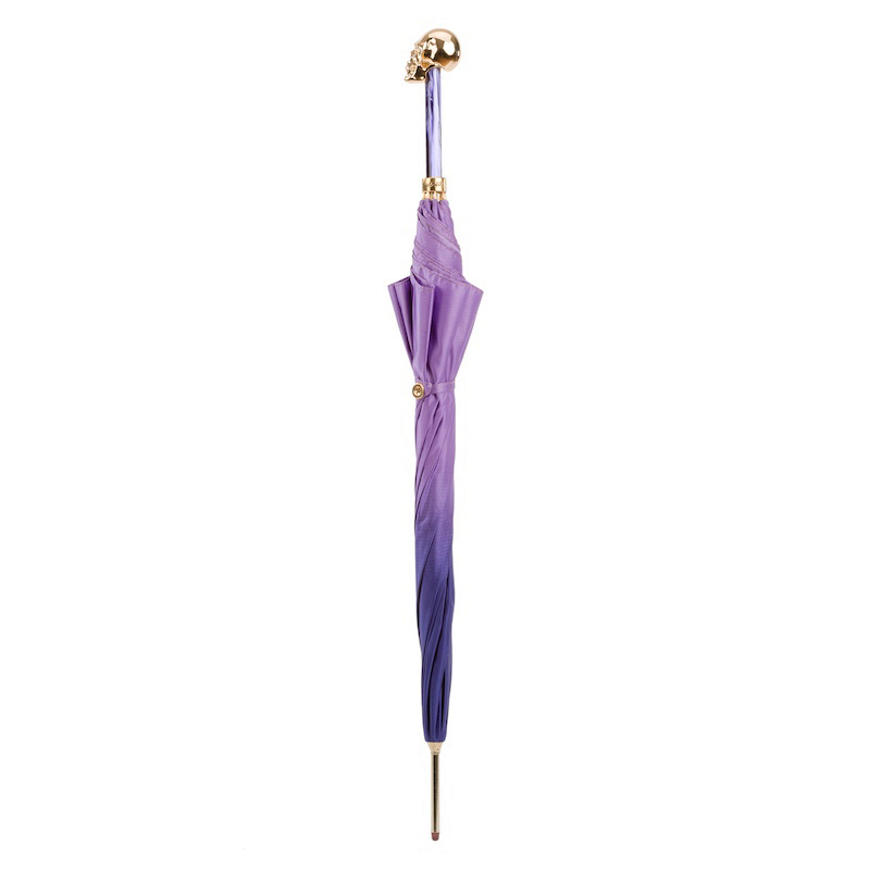 Purple Ombre Umbrella – Handmade Italian Rain Umbrella with Skull Handle