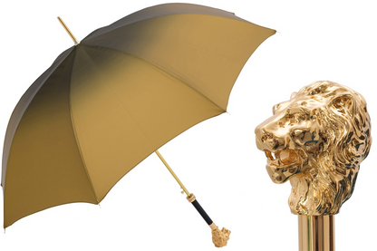 Golden Lion Umbrella – Automatic Opening, Handmade Italian Luxury Rain Accessory