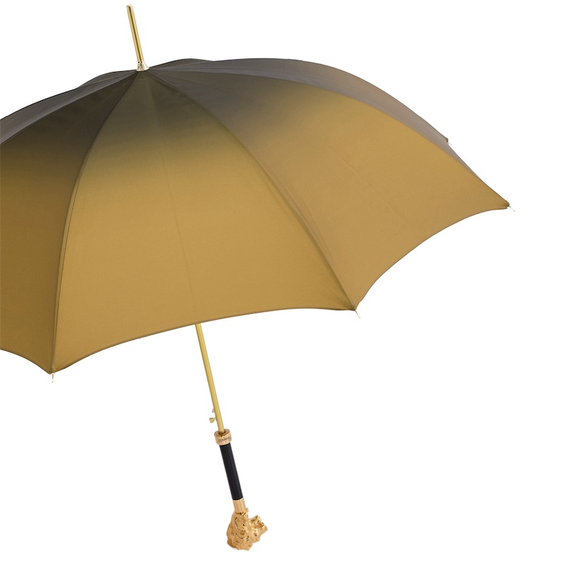 Golden Lion Umbrella – Automatic Opening, Handmade Italian Luxury Rain Accessory