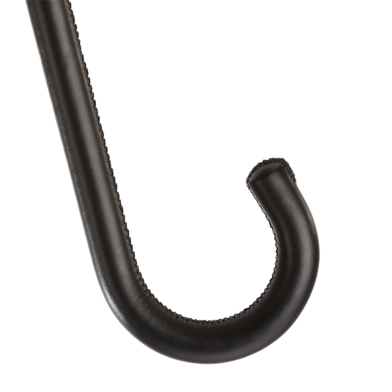 Black and White Umbrella - Handmade Italian Striped Rain Umbrella with Leather Handle