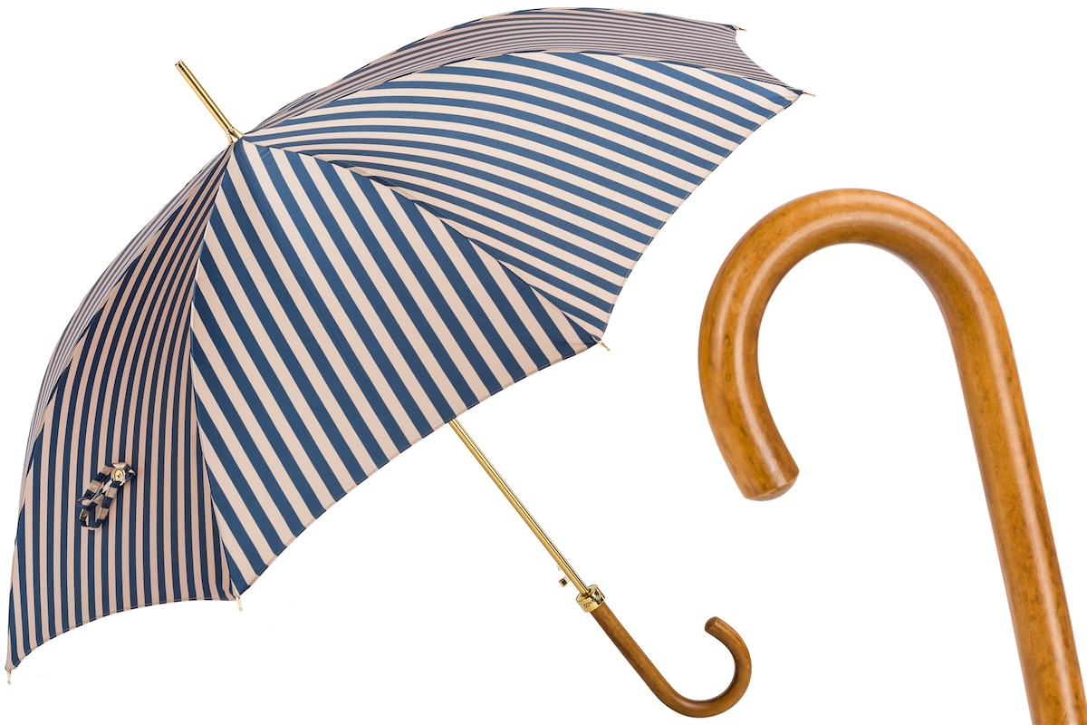 Striped Umbrella – Handmade Italian Rain Umbrella with Malacca Wood Handle