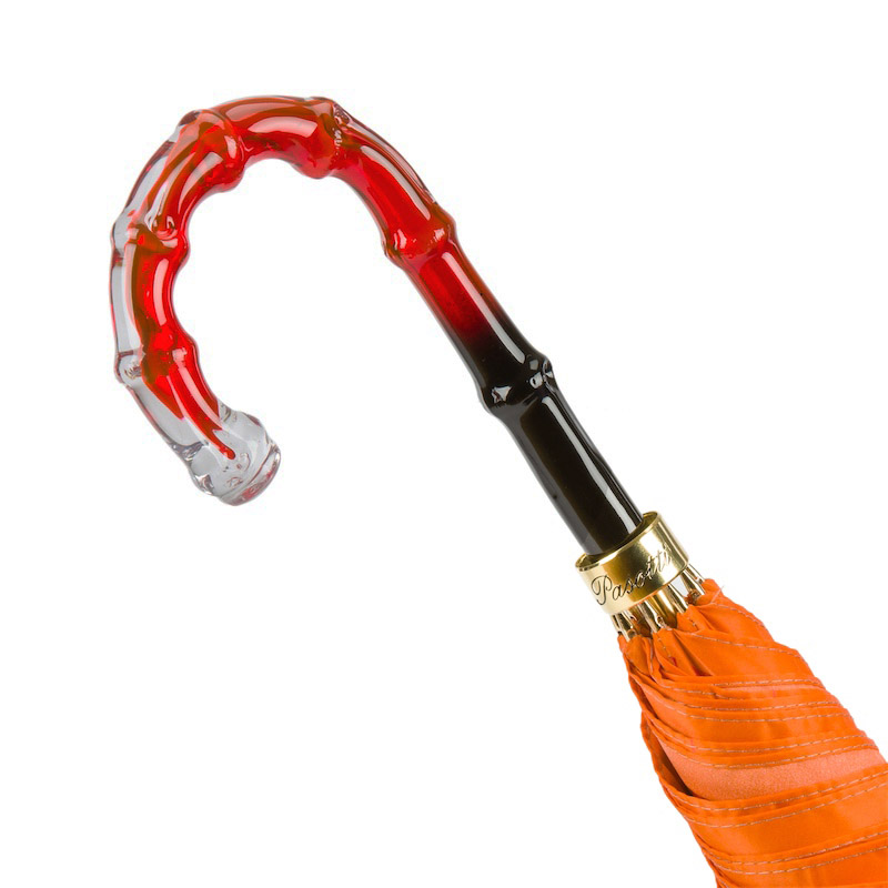 Luxury Umbrella – Italian Handmade Orange Brush Strokes Rain Protection