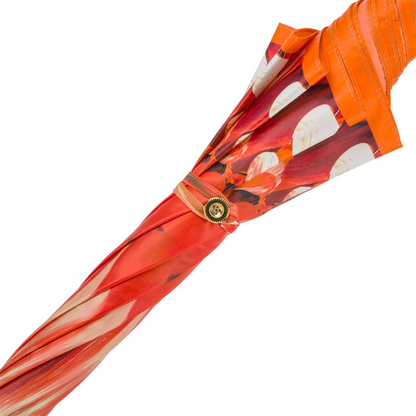 Luxury Umbrella – Italian Handmade Orange Brush Strokes Rain Protection