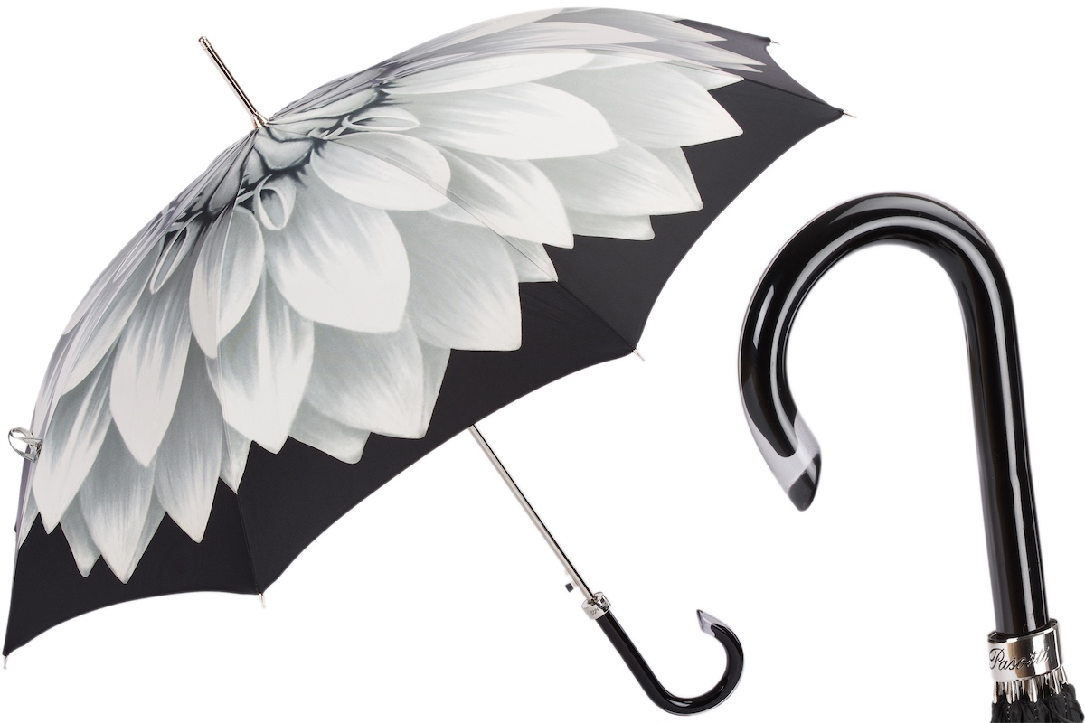 Silver Sunflower Umbrella – Automatic, Handmade Italian Polyester Canopy with Acetate Handle