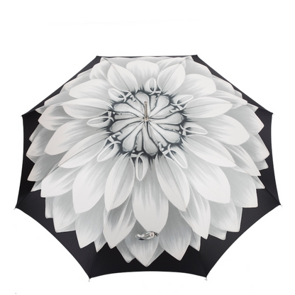 Silver Sunflower Umbrella – Automatic, Handmade Italian Polyester Canopy with Acetate Handle
