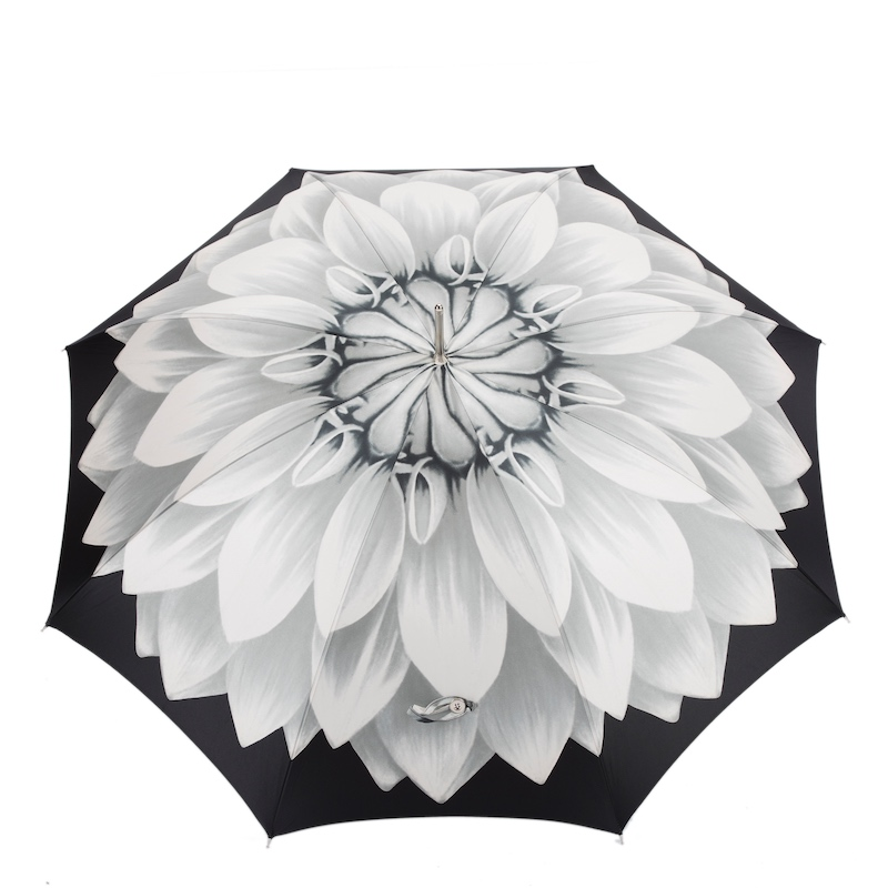 Silver Sunflower Umbrella – Automatic, Handmade Italian Polyester Canopy with Acetate Handle