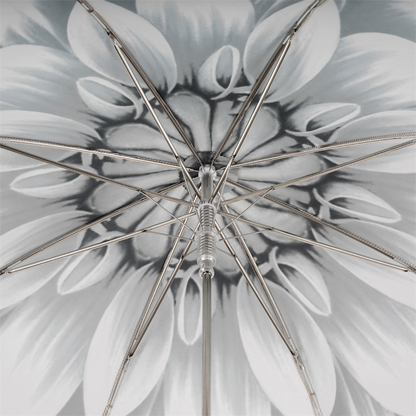 Silver Sunflower Umbrella – Automatic, Handmade Italian Polyester Canopy with Acetate Handle