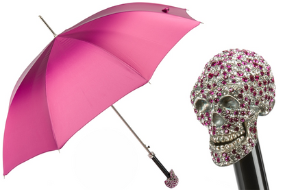 Fuchsia Woman Umbrella - Automatic Luxury Crystal Handle Rain Accessory