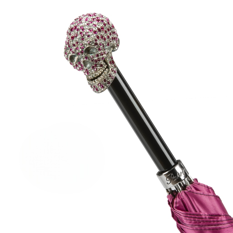 Fuchsia Woman Umbrella - Automatic Luxury Crystal Handle Rain Accessory