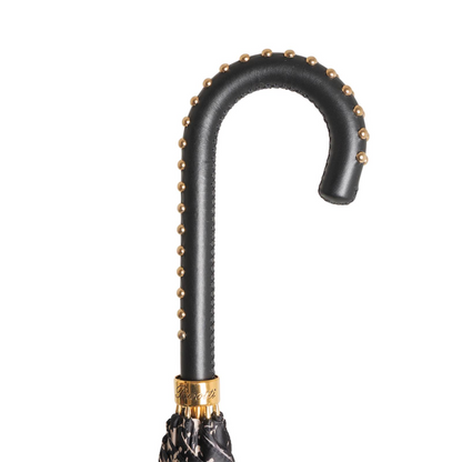 Luxury Umbrella – Automatic Opening, Studded Leather Handle, Handmade Italian Craft