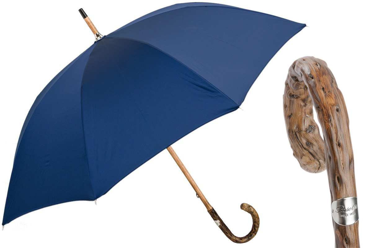 Navy Umbrella – Handmade Luxury Gorse Wood Handle | Water-Resistant Canopy