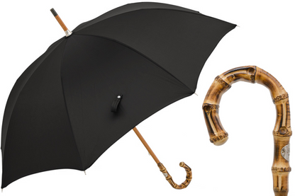 Black Bamboo Umbrella – Handmade Italian Rain Umbrella with Natural Bamboo Handle