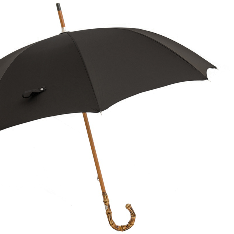 Black Bamboo Umbrella – Handmade Italian Rain Umbrella with Natural Bamboo Handle