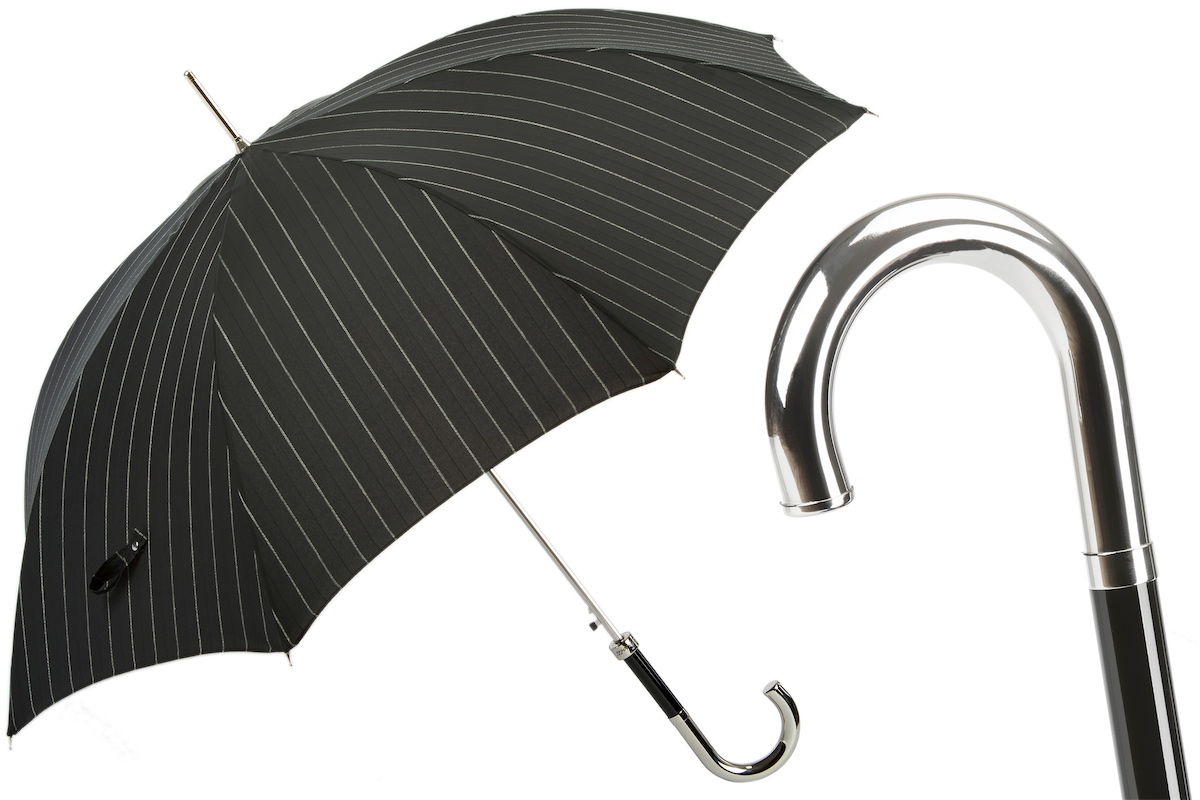 Striped Dandy Umbrella – Handmade Italian Rain Umbrella with Silver Brass Handle