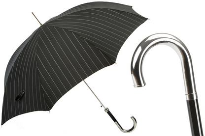 Striped Dandy Umbrella – Handmade Italian Rain Umbrella with Silver Brass Handle
