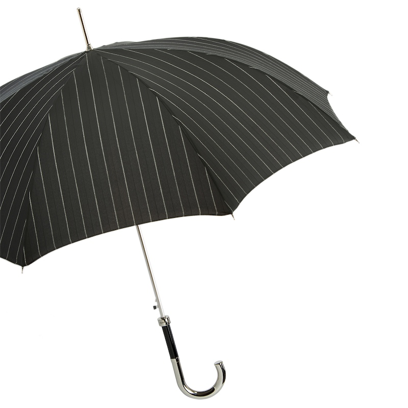 Striped Dandy Umbrella – Handmade Italian Rain Umbrella with Silver Brass Handle