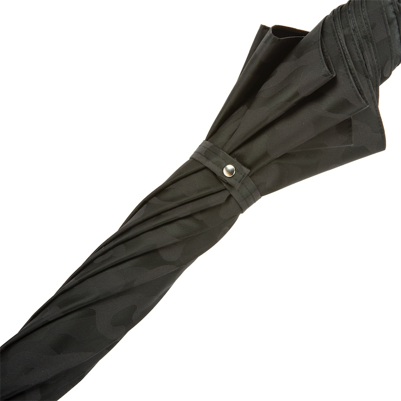 Black Camouflage Umbrella – Handmade Italian Rain Gear with Leather Handle & Skulls