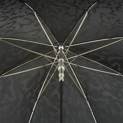 Black Camouflage Umbrella – Handmade Italian Rain Gear with Leather Handle & Skulls