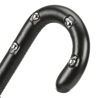 Black Camouflage Umbrella – Handmade Italian Rain Gear with Leather Handle & Skulls