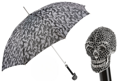 Camouflage Umbrella – Handmade in Italy | Black Skull Handle with Swarovski Crystals