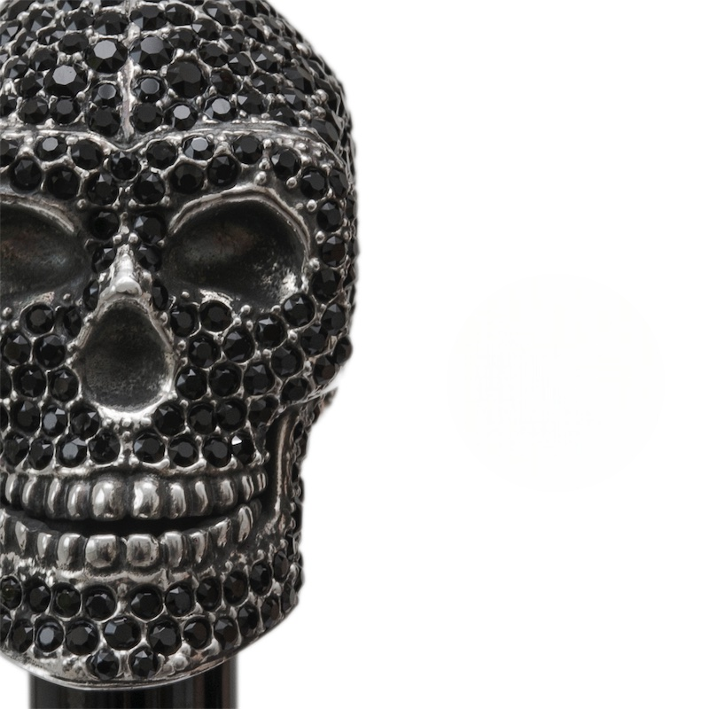 Camouflage Umbrella – Handmade in Italy | Black Skull Handle with Swarovski Crystals