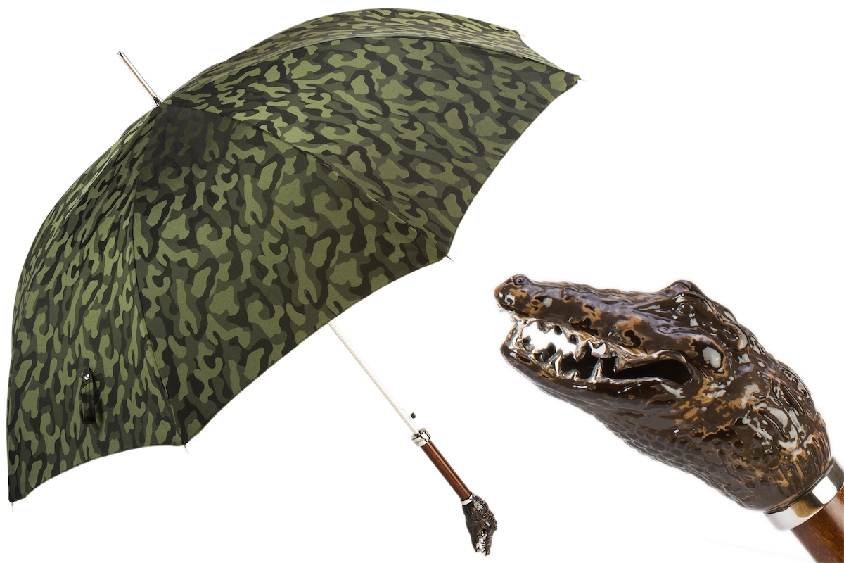Camouflage Umbrella – Automatic Italian Handmade Umbrella with Crocodile Handle