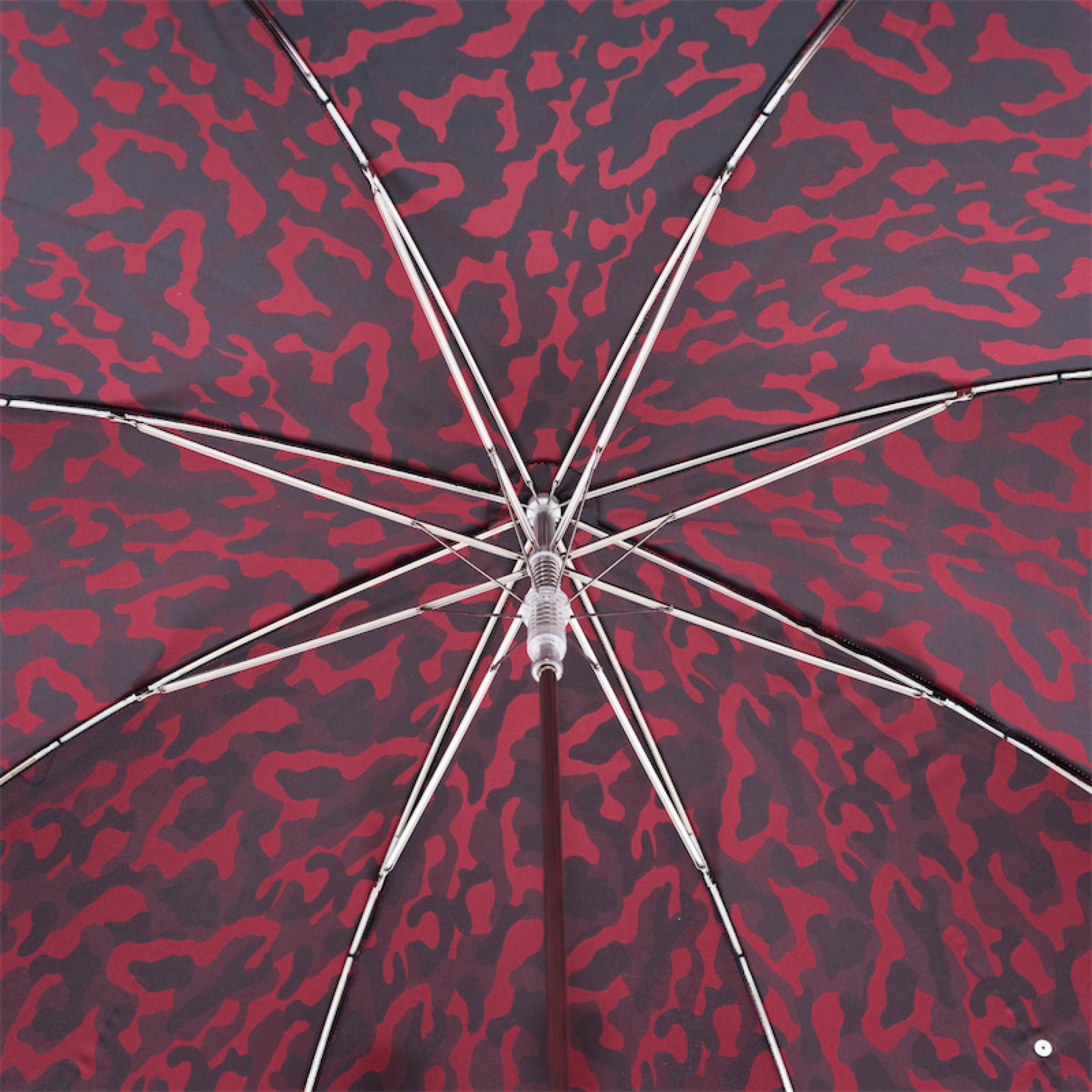 Red Camouflage Umbrella – Handmade Automatic Opening With Leather Studded Handle