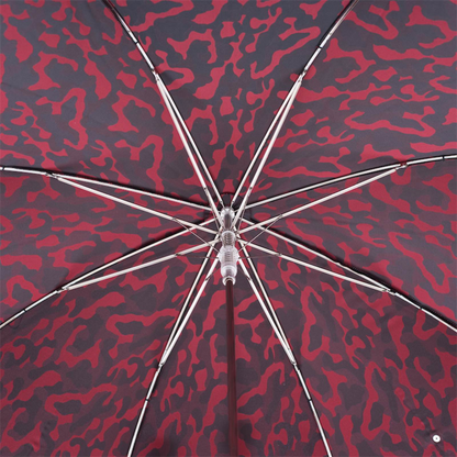 Red Camouflage Umbrella – Handmade Automatic Opening With Leather Studded Handle